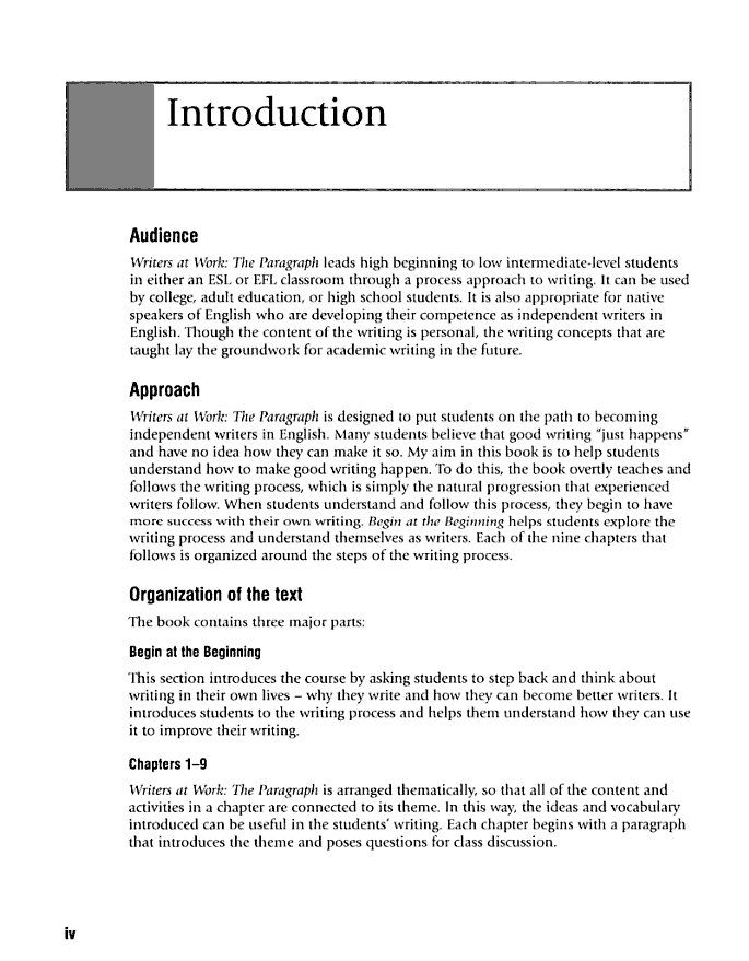 Writers at Work: The Paragraph Teachers Manual - Jill Singleton (The book)