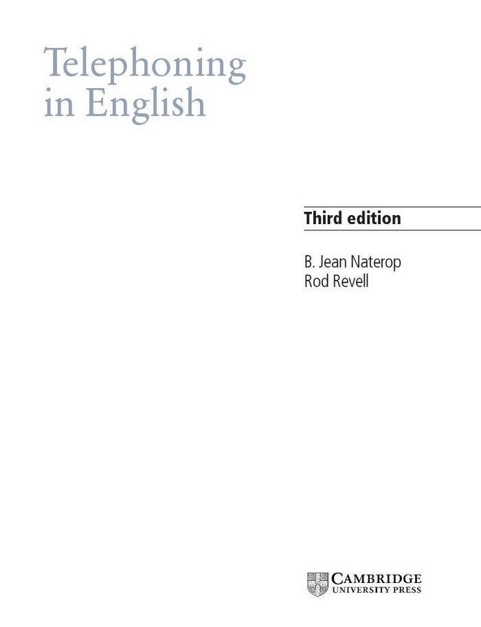 Cambridge Telephoning English 3edition Book - Bertha Jean Naterop, Rod Revell (The book)